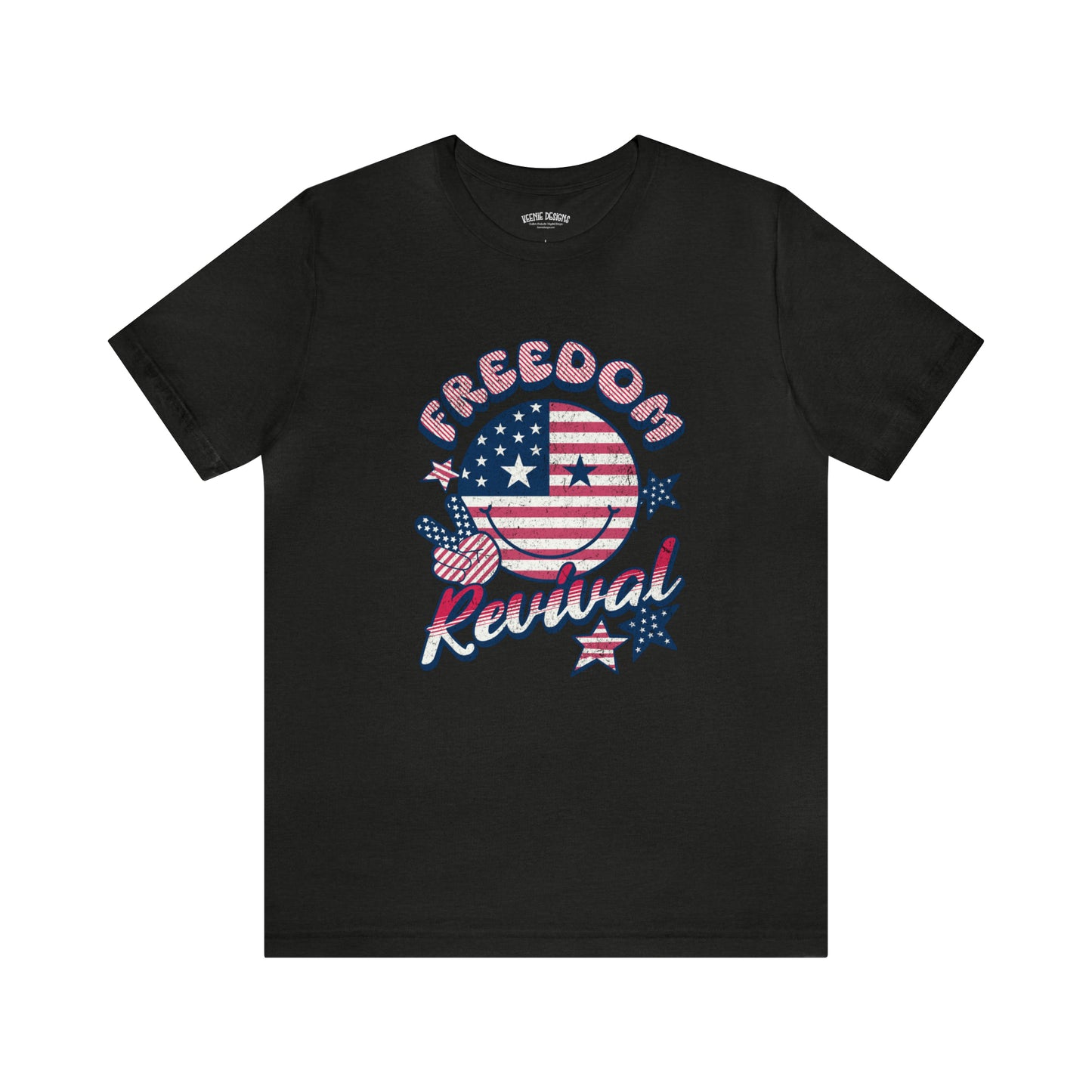Fourth of July T-Shirt; Smiley Face Fourth of July Tshirt, patriotic tshirt, retro fourth of July tshirt; Freedom Revival tshirt