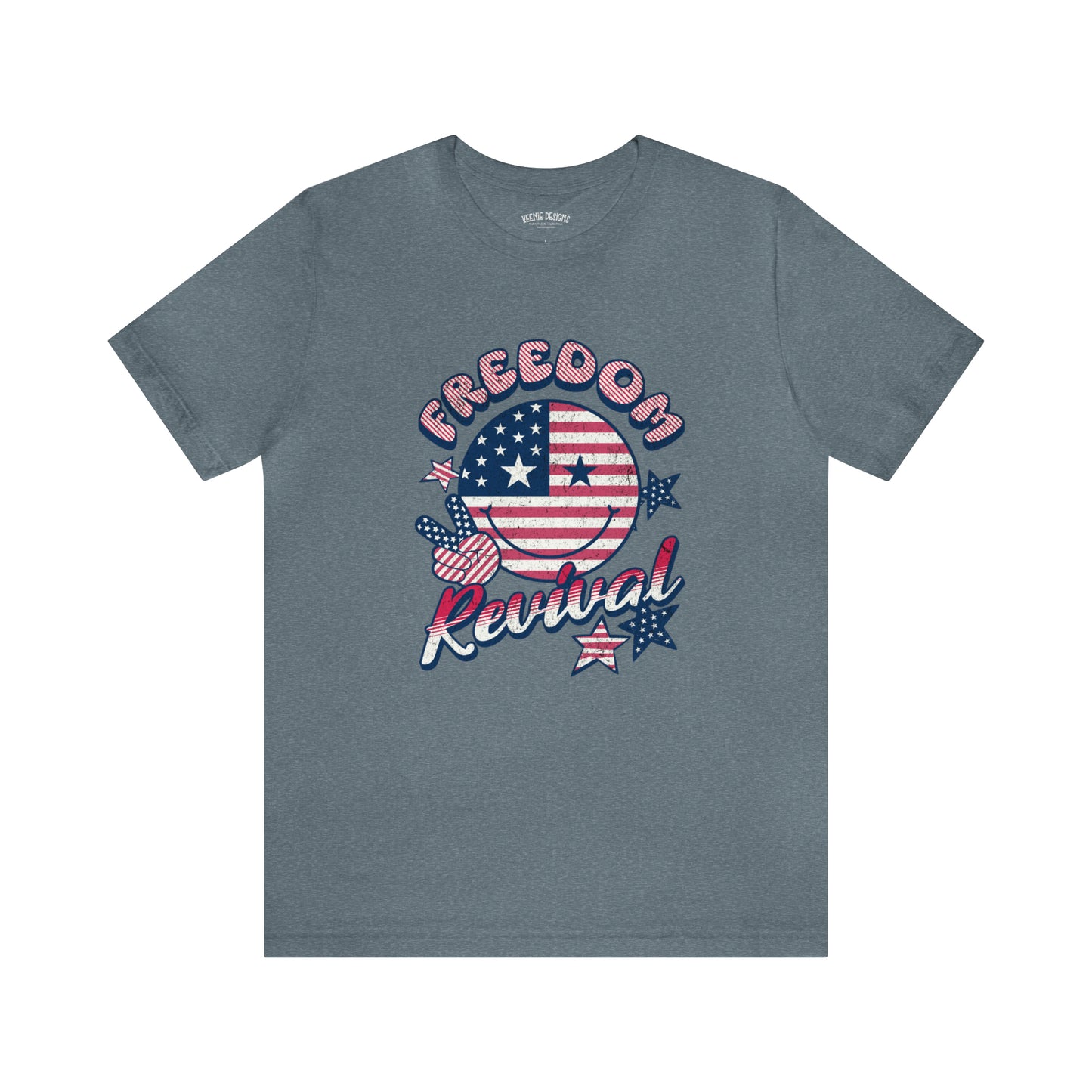 Fourth of July T-Shirt; Smiley Face Fourth of July Tshirt, patriotic tshirt, retro fourth of July tshirt; Freedom Revival tshirt