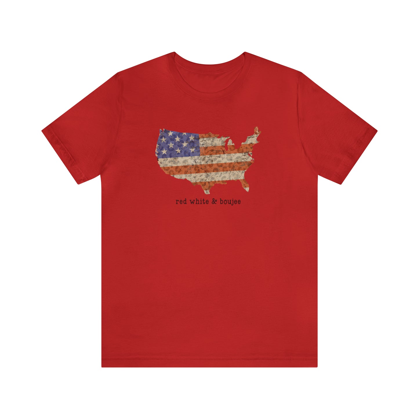 US Flag Shirt, Patriotic tshirt, Red White & Boujee, USA shirt, Fourth of July shirt, Womens leopard print shirt, fun boho summer shirt
