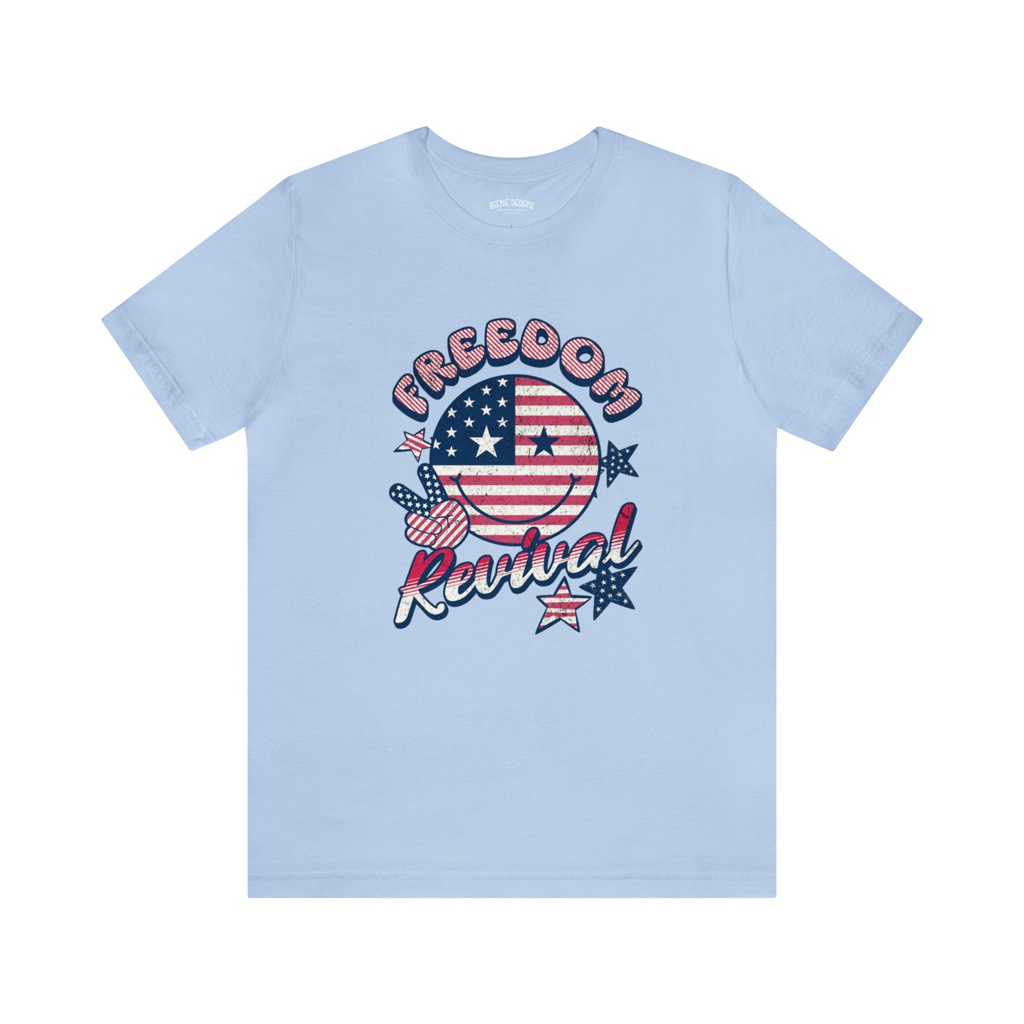 Fourth of July T-Shirt; Smiley Face Fourth of July Tshirt, patriotic tshirt, retro fourth of July tshirt; Freedom Revival tshirt