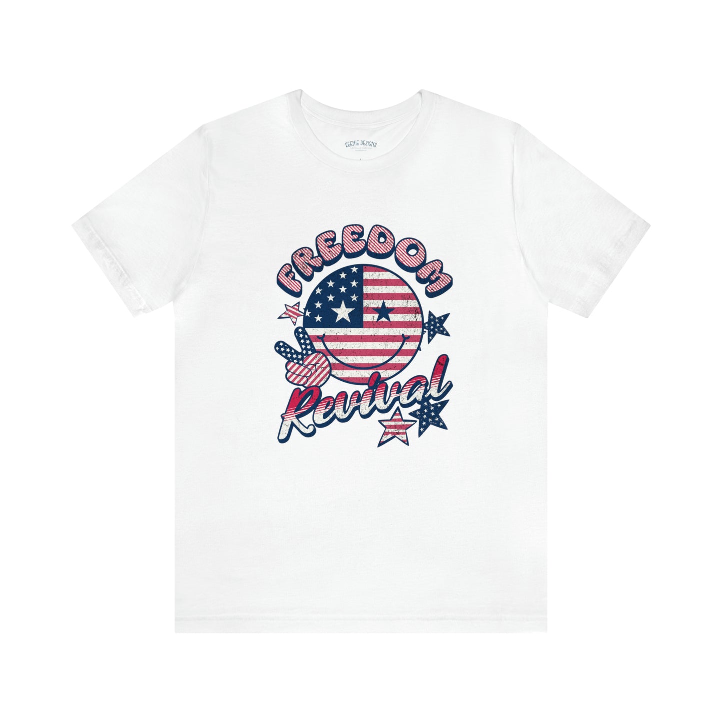 Fourth of July T-Shirt; Smiley Face Fourth of July Tshirt, patriotic tshirt, retro fourth of July tshirt; Freedom Revival tshirt