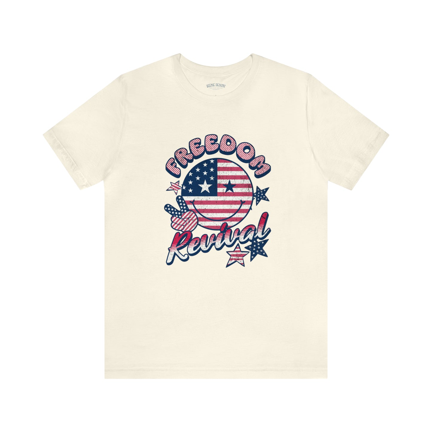 Fourth of July T-Shirt; Smiley Face Fourth of July Tshirt, patriotic tshirt, retro fourth of July tshirt; Freedom Revival tshirt