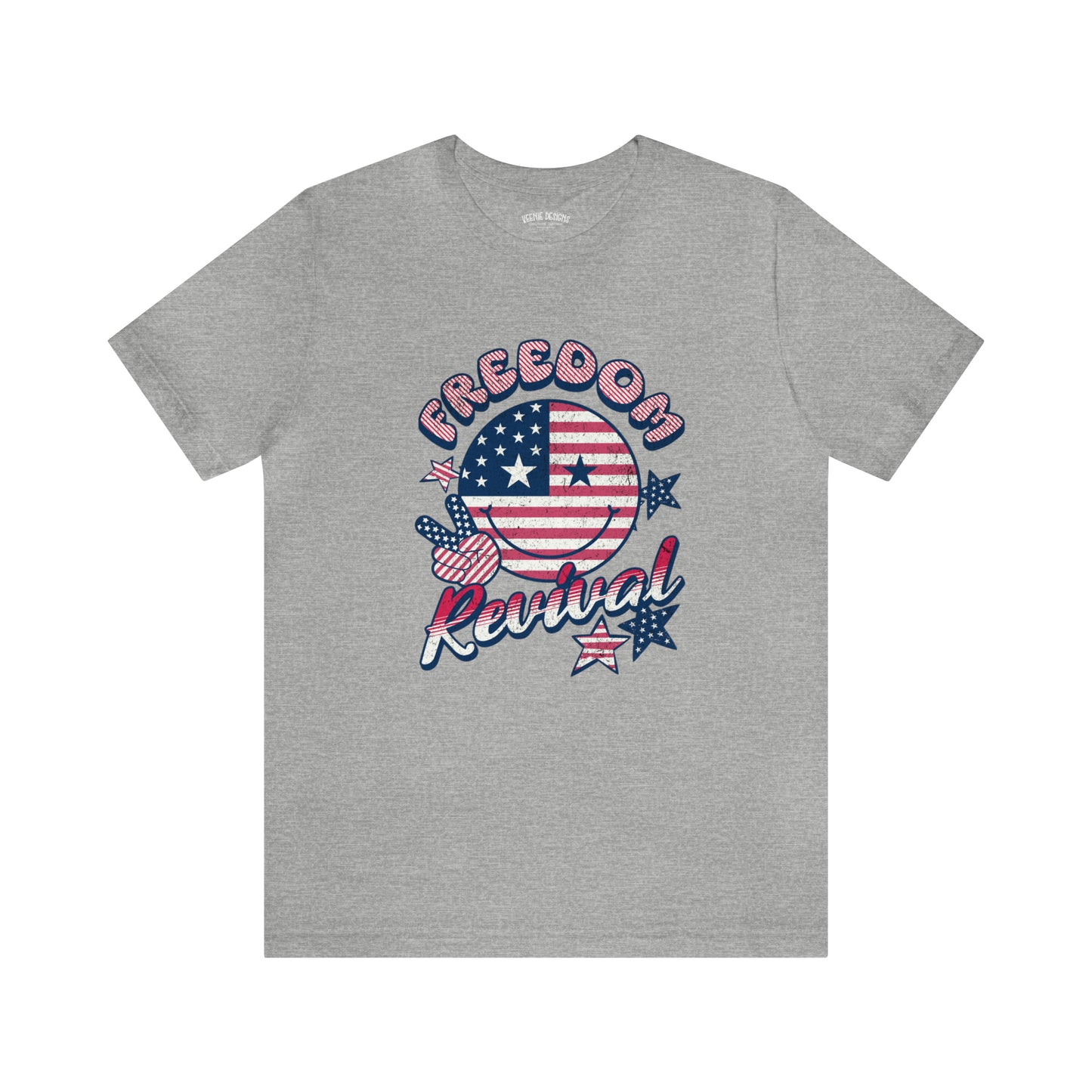Fourth of July T-Shirt; Smiley Face Fourth of July Tshirt, patriotic tshirt, retro fourth of July tshirt; Freedom Revival tshirt