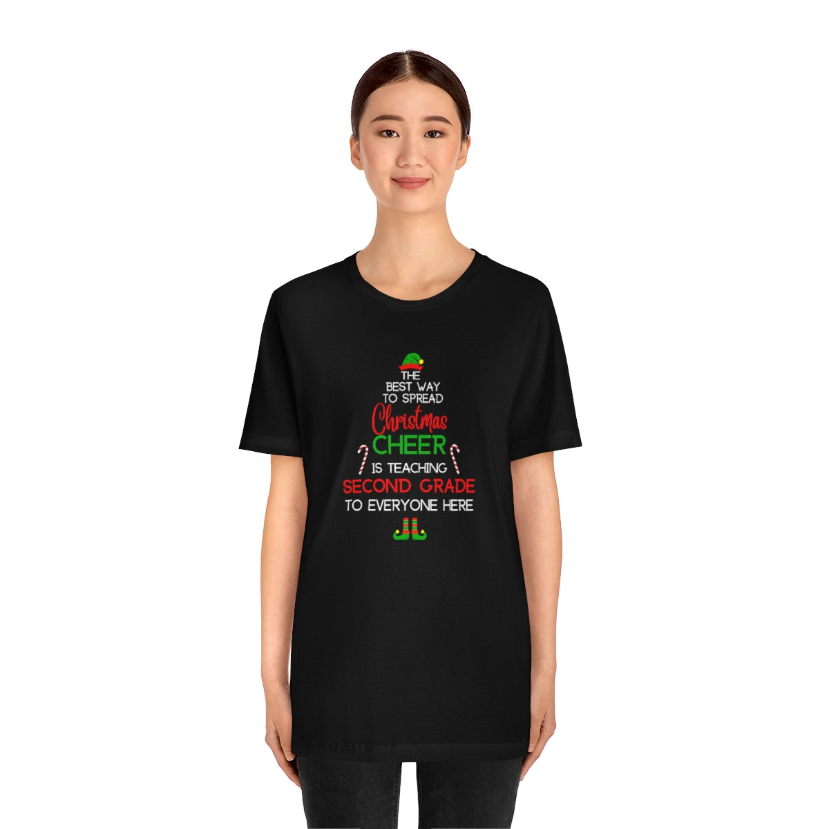 Spread Christmas Cheer Teacher Shirt; SECOND GRADE; Bella Unisex Jersey Short Sleeve Tee