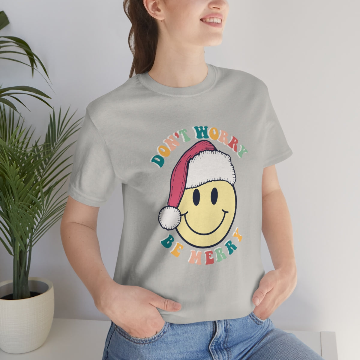 Don't Worry Be MERRY! Smiley Face Retro Christmas Shirt