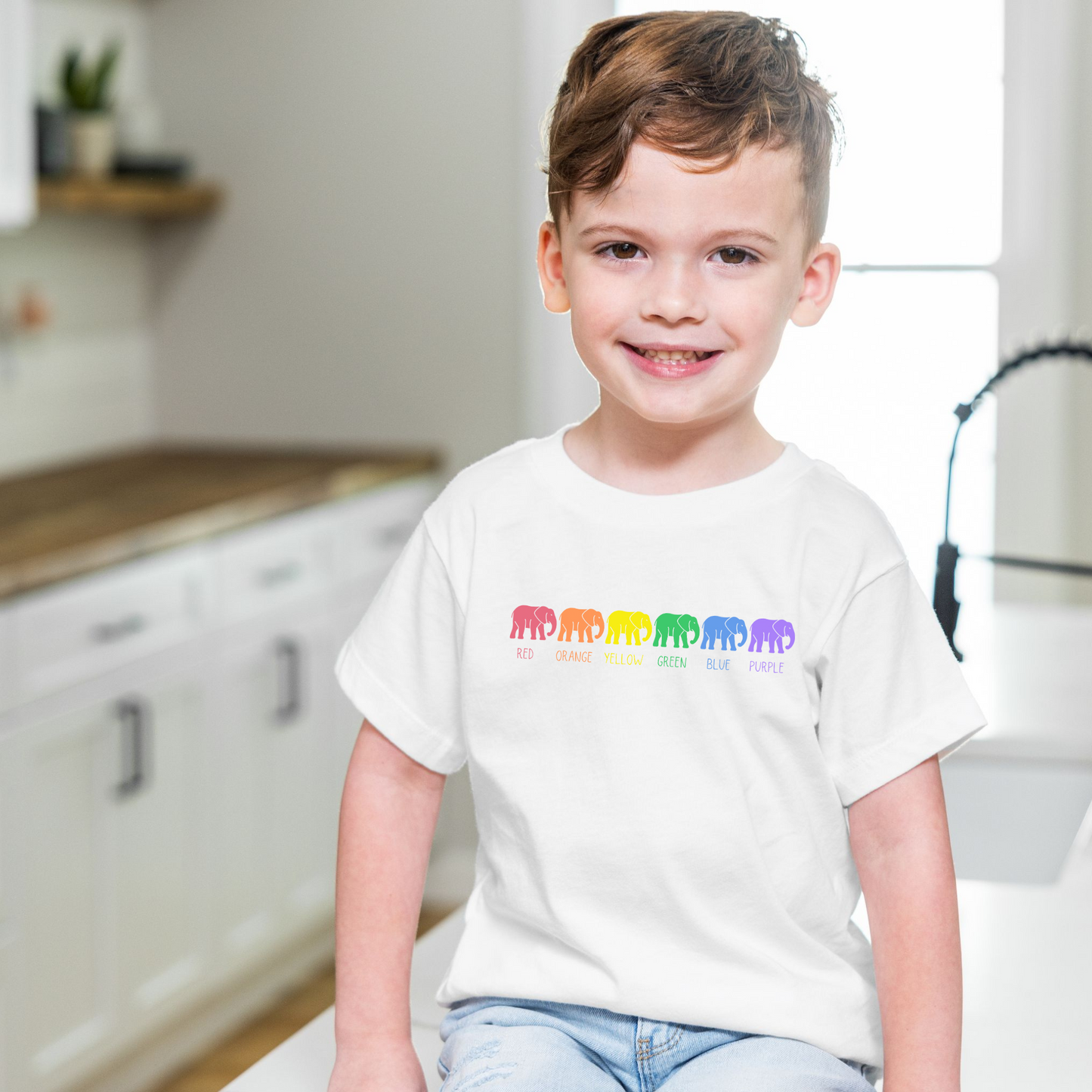 Elephant Youth t-shirt, rainbow elephant shirt, youth comfort colors shirt, autism youth tshirt, Elephants on Parade t-shirt