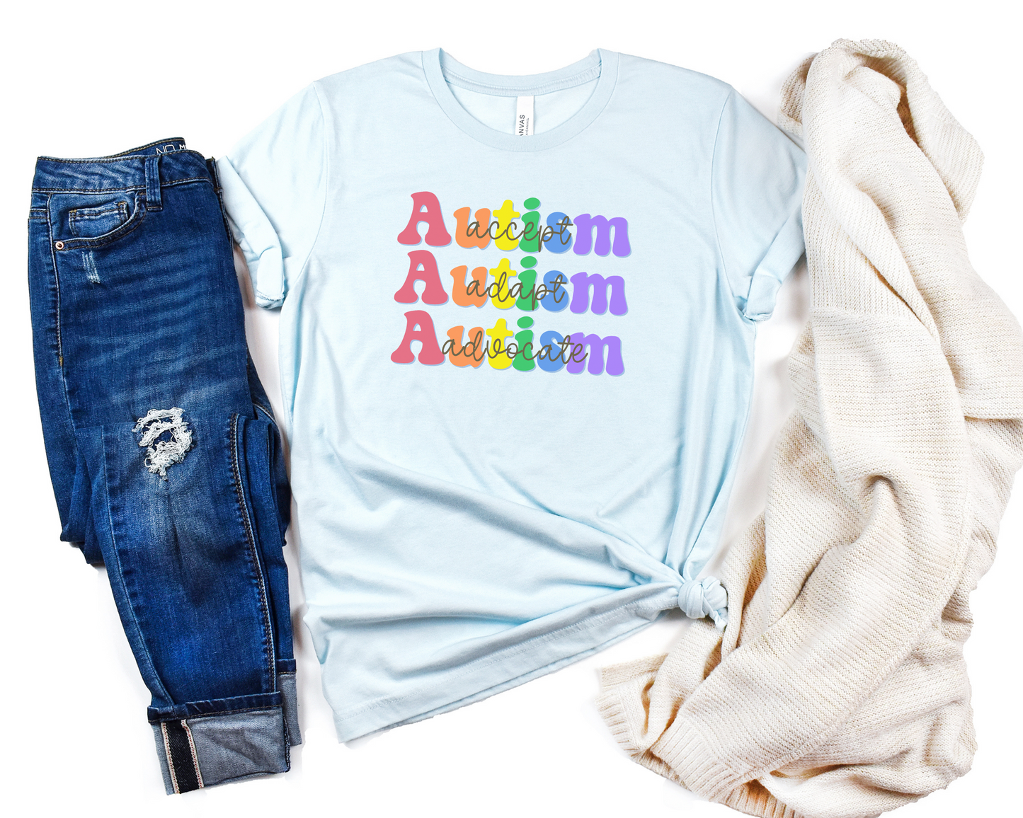 Autism Awareness TShirt, Accept, Adapt, Advocate, Autism Awareness Month, In April We Wear Blue, Blue Shirt for Autism Awareness Month,