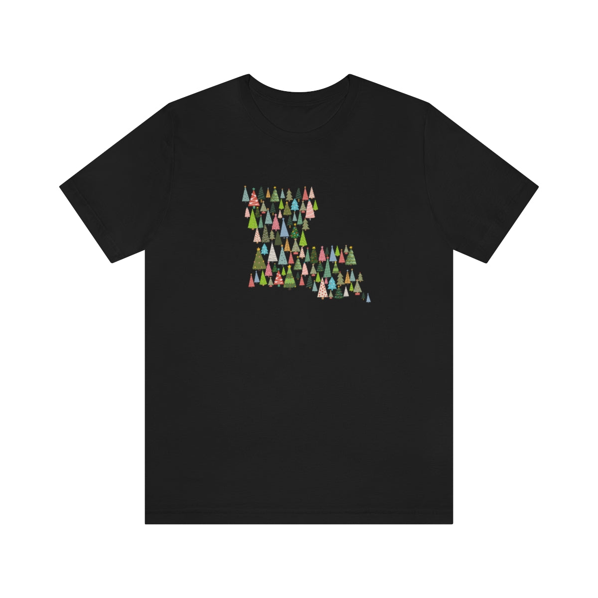 Louisiana Christmas T-Shirt; Louisiana Christmas trees; Louisiana Holiday Shirt; Holiday Tree Shirt; Bella Canvas Jersey Short Sleeve Tee