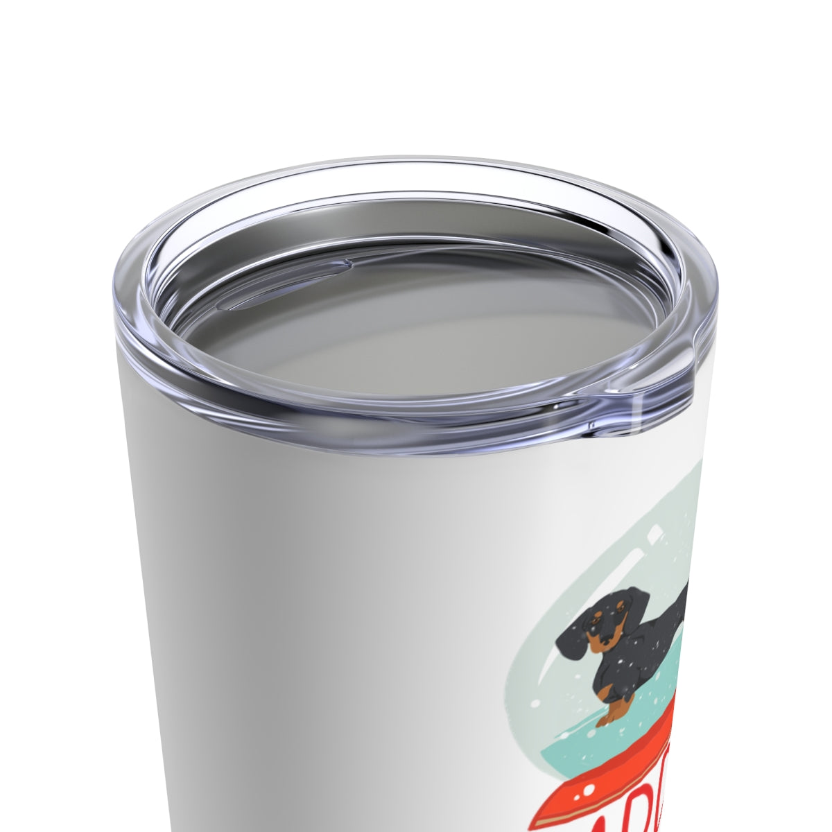 Happy Holidays Dachshund in a Snowglobe tumbler; for hot or cold drinks; Tumbler 20oz