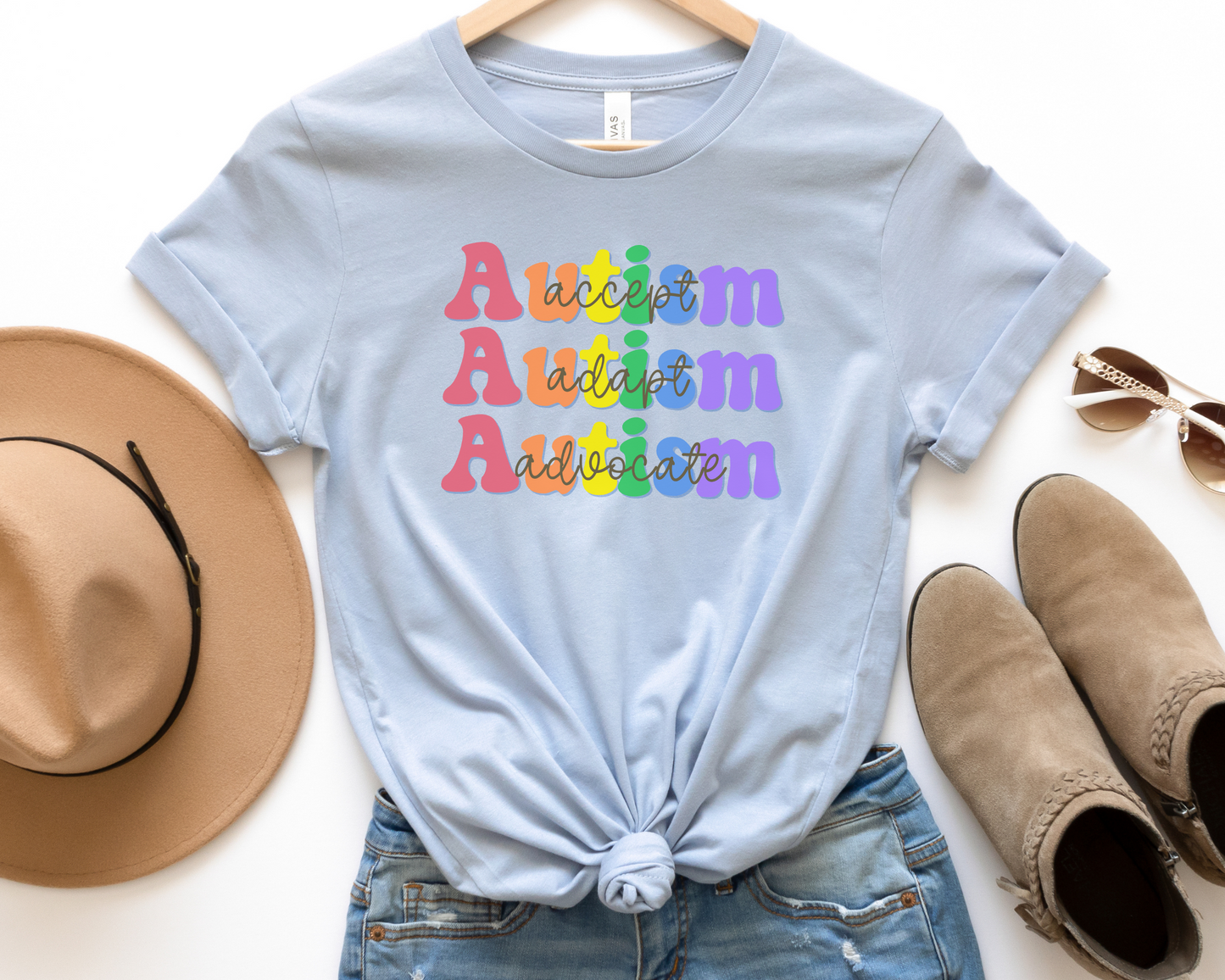 Autism Awareness TShirt, Accept, Adapt, Advocate, Autism Awareness Month, In April We Wear Blue, Blue Shirt for Autism Awareness Month,