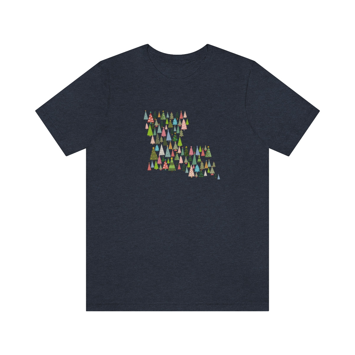 Louisiana Christmas T-Shirt; Louisiana Christmas trees; Louisiana Holiday Shirt; Holiday Tree Shirt; Bella Canvas Jersey Short Sleeve Tee