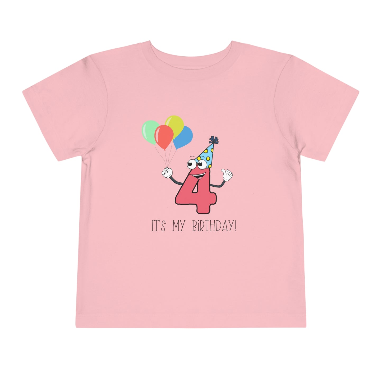 Birthday Shirt for Four year old with coral four, Toddler t-shirt, it's my birthday shirt, fourth birthday t-shirt, 4th birthday
