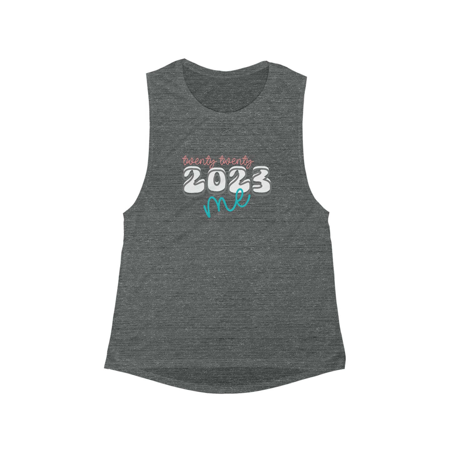 2023 Women's Flowy Scoop Muscle Tank; twenty twenty me tank top