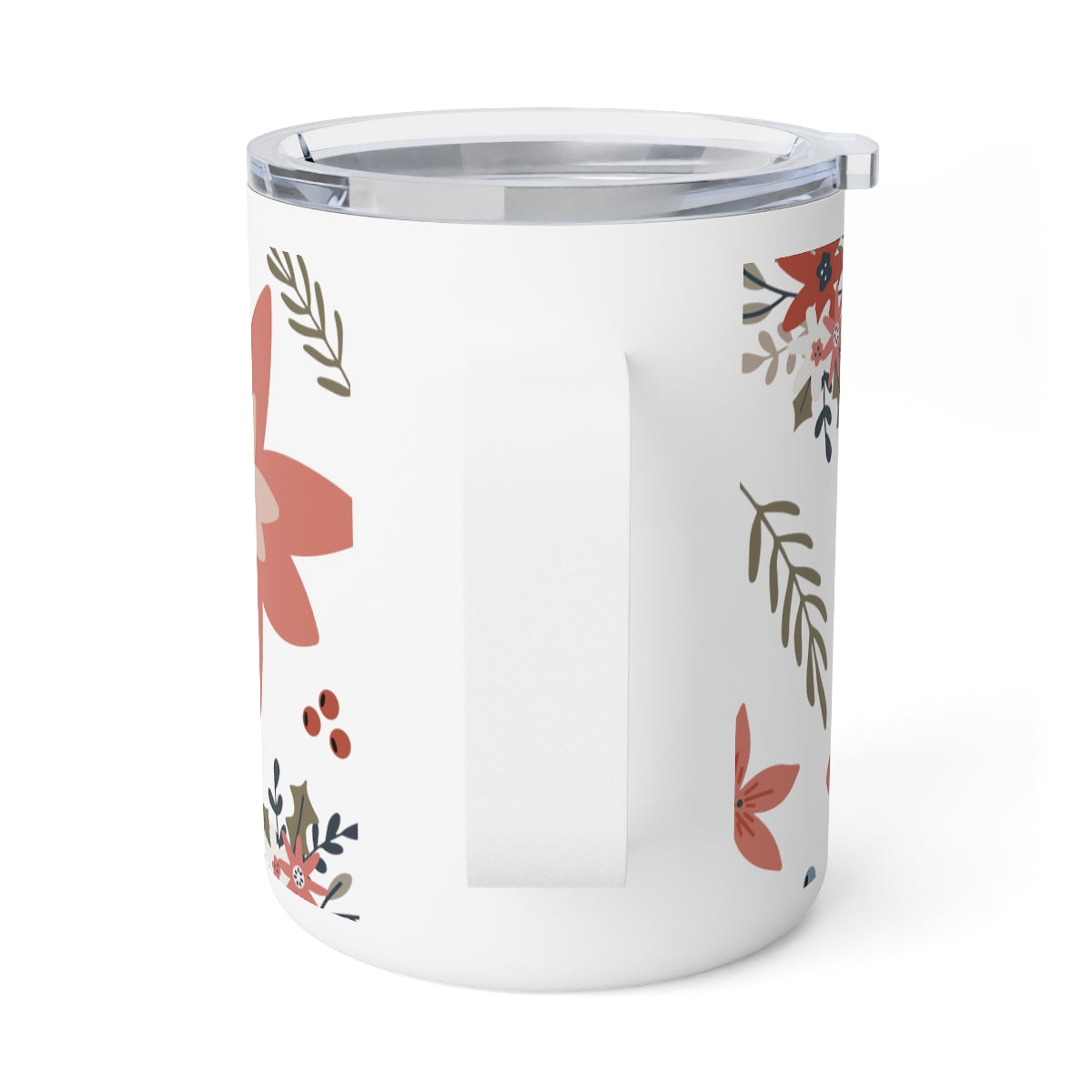 Insulated Coffee Mug, 10oz in the Perfect Poinsettia pattern by Keenie Designs