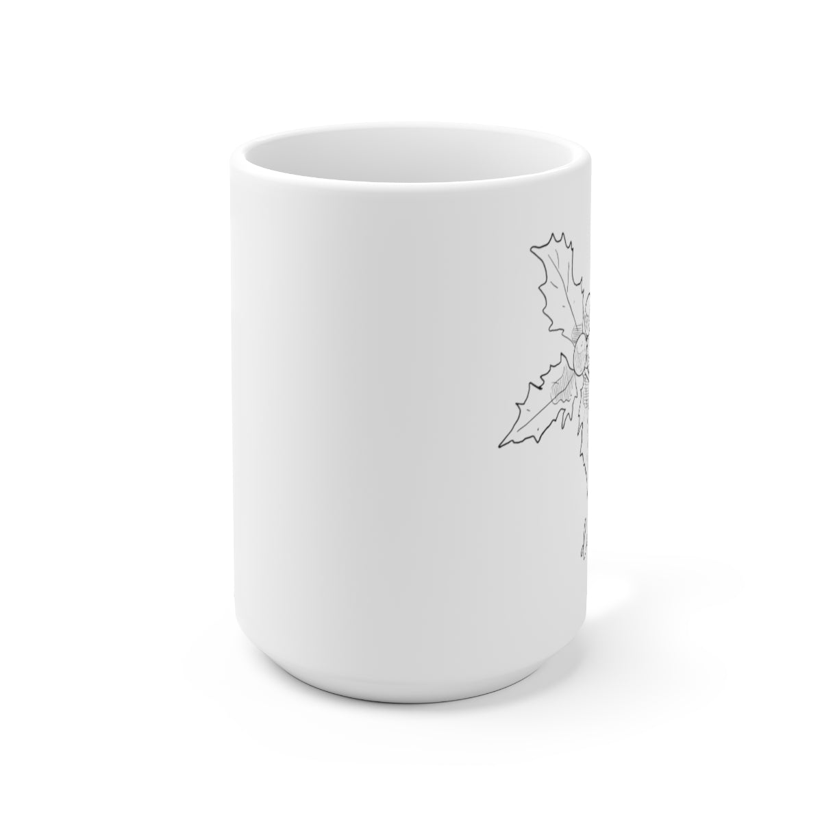 Birth month flower sketch - December; Holly coffee mug; Ceramic Mug 15oz