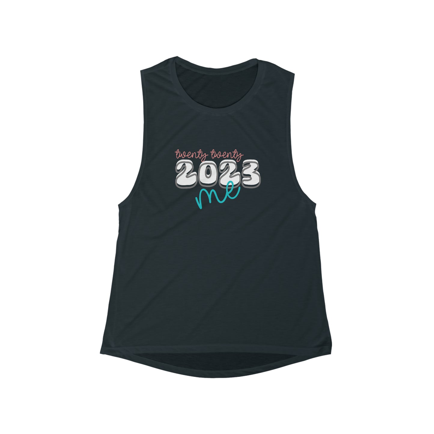 2023 Women's Flowy Scoop Muscle Tank; twenty twenty me tank top
