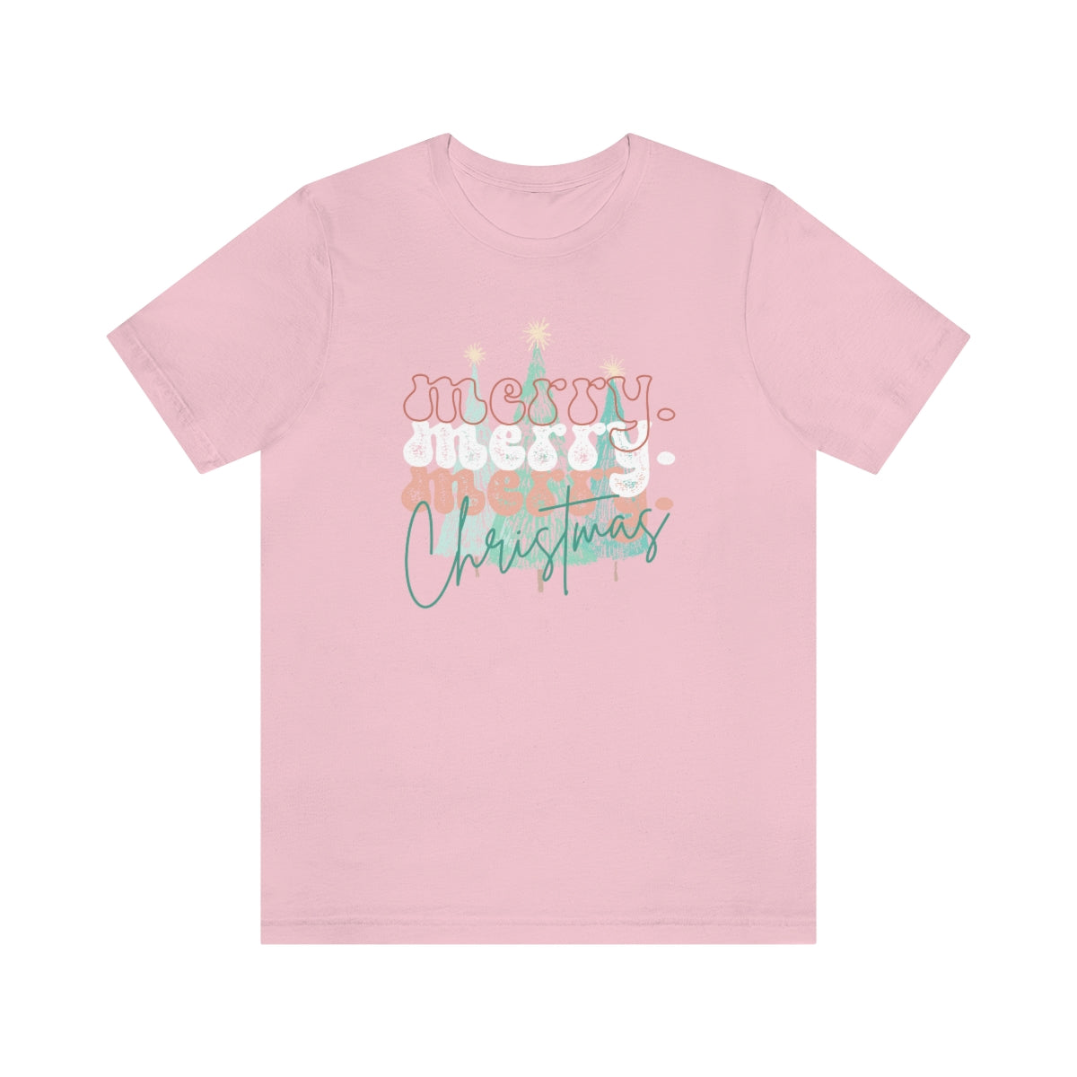 Merry Merry Merry Christmas; Retro style Bella Canvas Christmas Tshirt; Gender Neutral Jersey Short Sleeve Tee