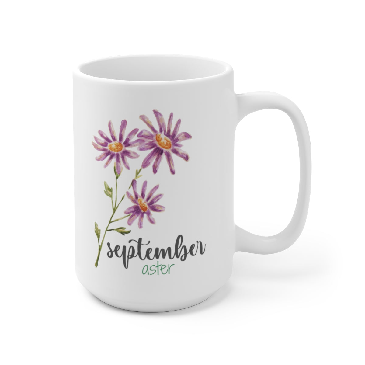 Birth month flower - September; Aster coffee mug; Ceramic Mug 15oz