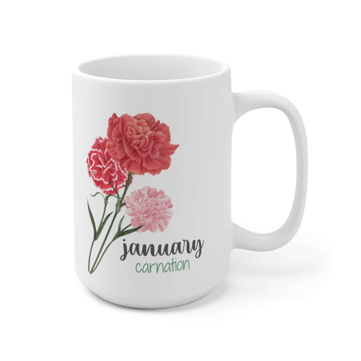 Birth month flower - January; Ceramic Mug 15oz