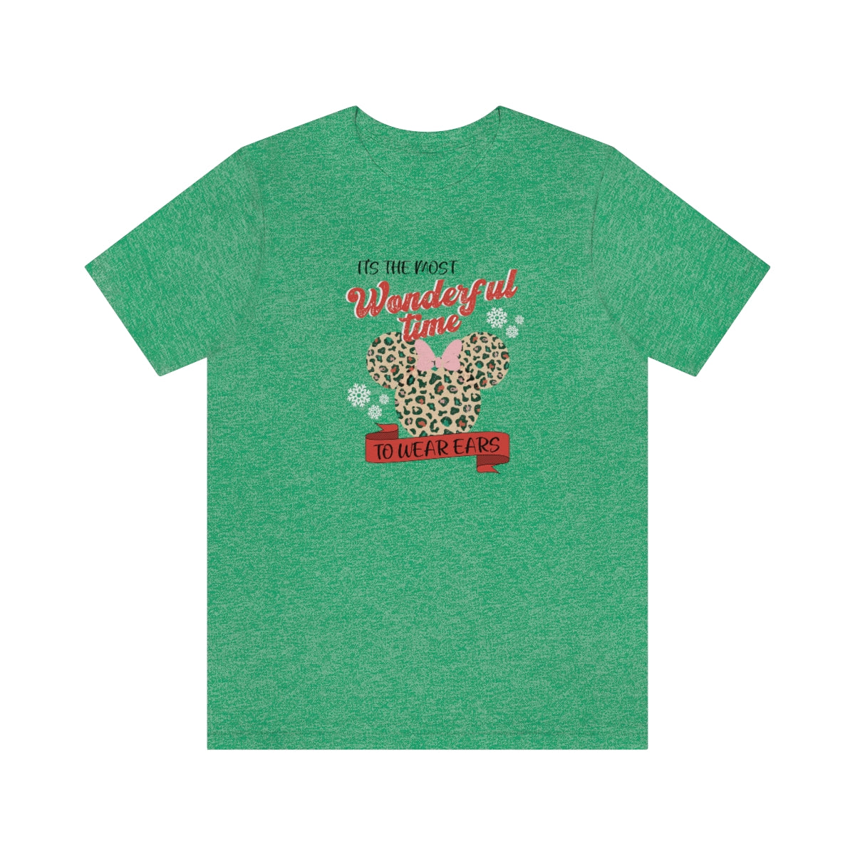 Disney Christmas Vacation Shirt with Leopard Print design; Wonderful time to Wear Ears
