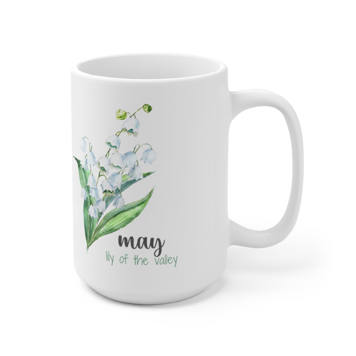 Birth month flower - May; Lily of the Valley coffee mug; Ceramic Mug 15oz