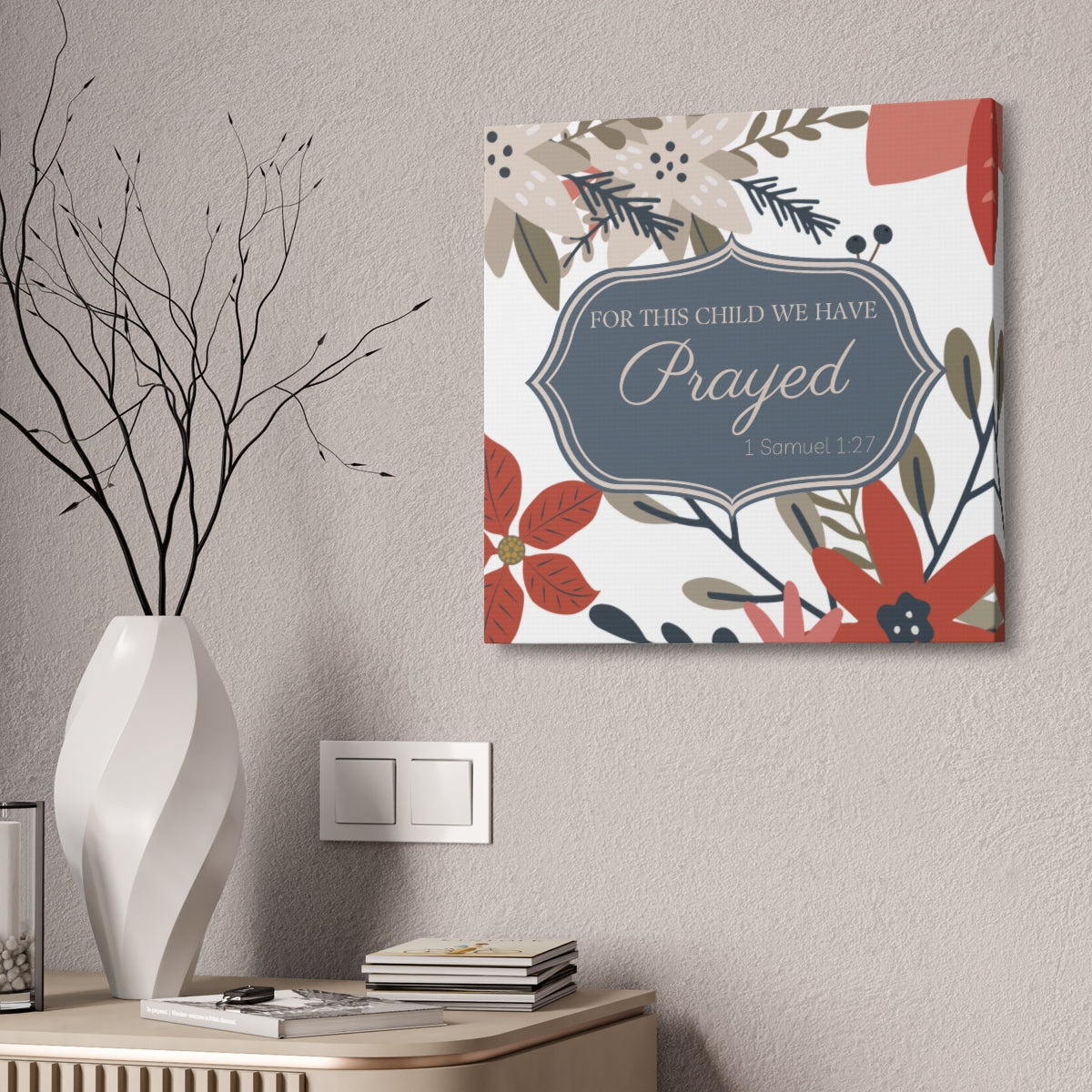 Perfect Poinsettia by Keenie Designs Nursery stretched canvas