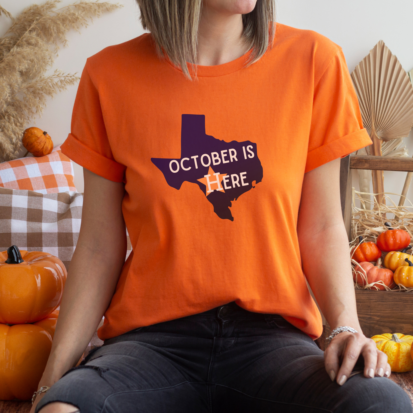 October is Here - Houston loves OCTOBER; Digital download PNG file