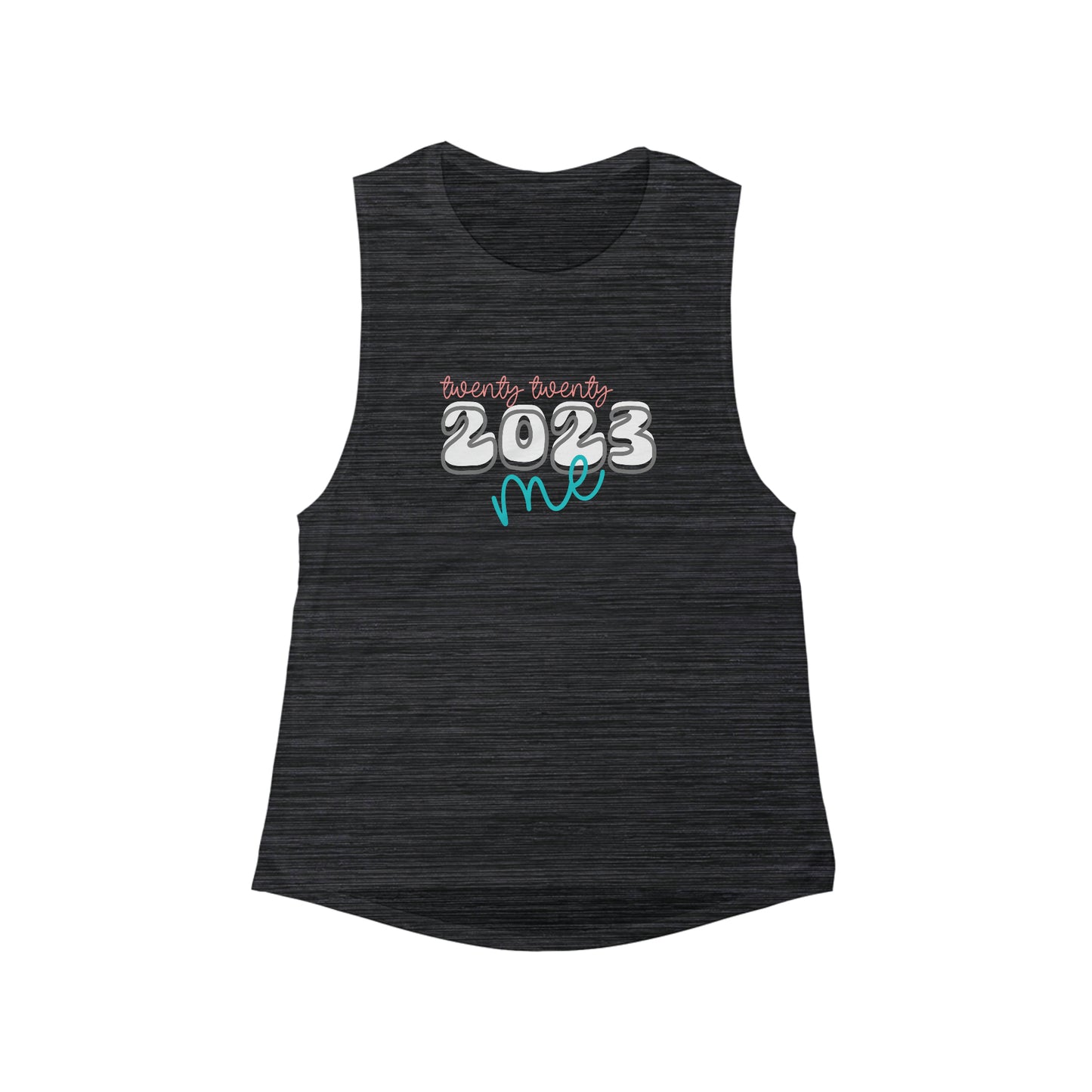 2023 Women's Flowy Scoop Muscle Tank; twenty twenty me tank top