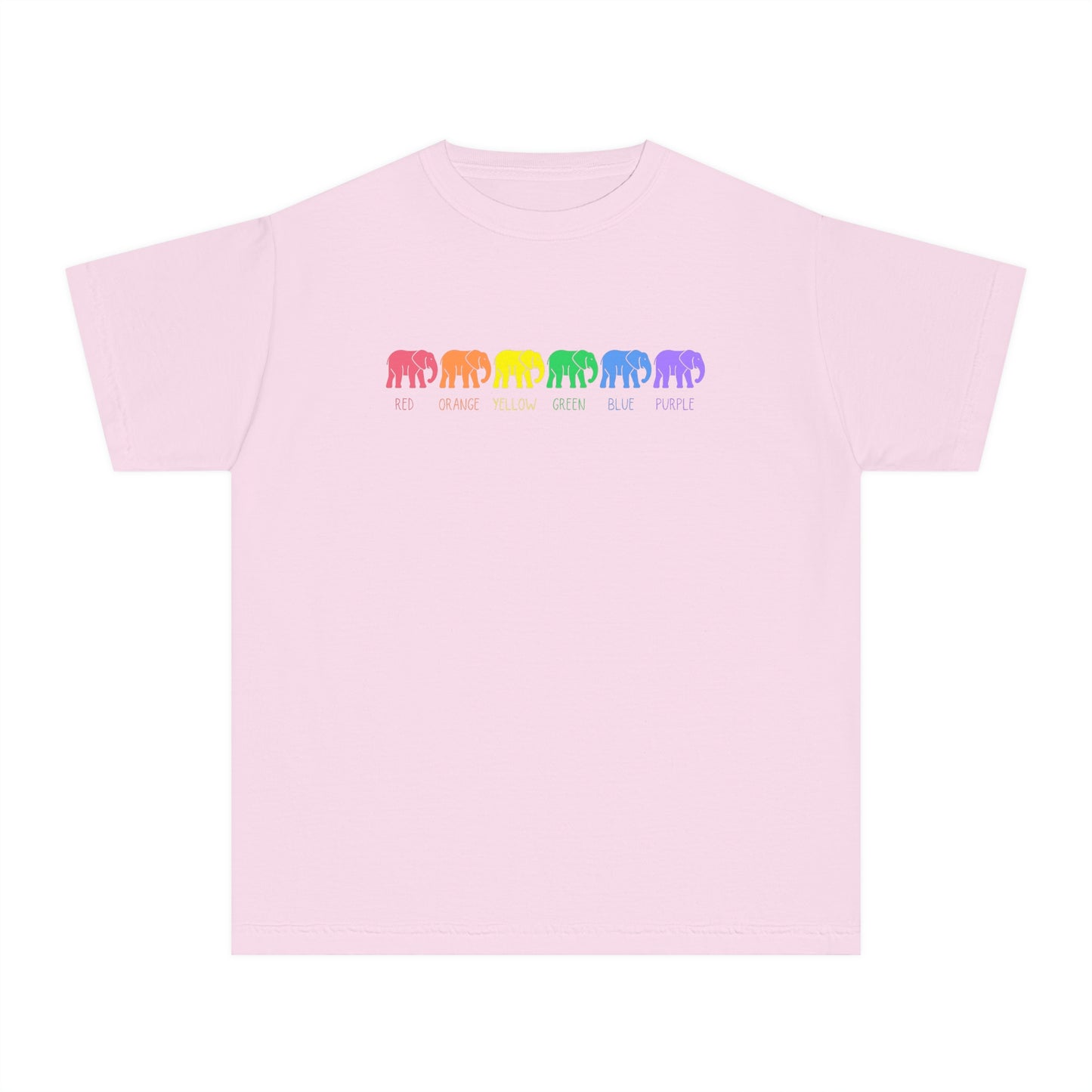 Elephant Youth t-shirt, rainbow elephant shirt, youth comfort colors shirt, autism youth tshirt, Elephants on Parade t-shirt