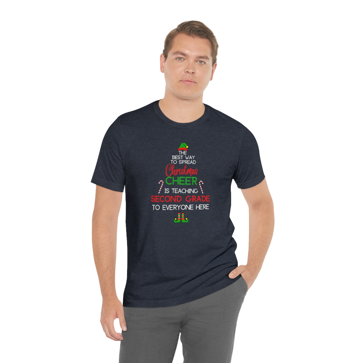 Spread Christmas Cheer Teacher Shirt; SECOND GRADE; Bella Unisex Jersey Short Sleeve Tee