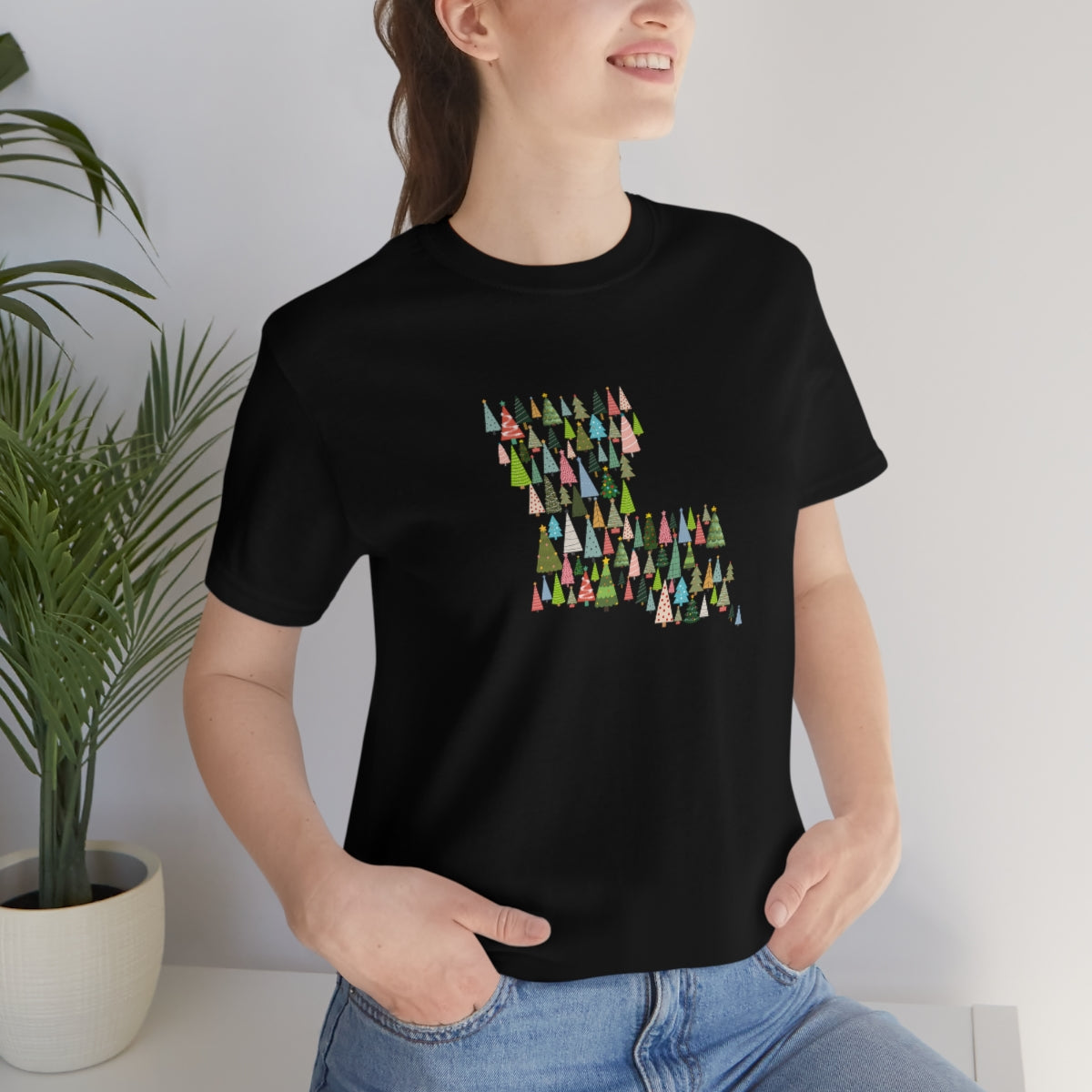 Louisiana Christmas T-Shirt; Louisiana Christmas trees; Louisiana Holiday Shirt; Holiday Tree Shirt; Bella Canvas Jersey Short Sleeve Tee