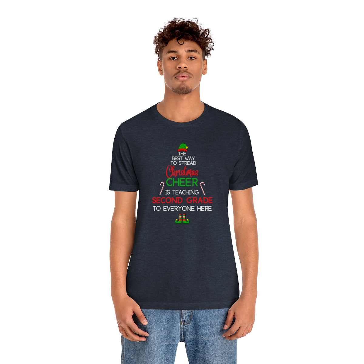 Spread Christmas Cheer Teacher Shirt; SECOND GRADE; Bella Unisex Jersey Short Sleeve Tee