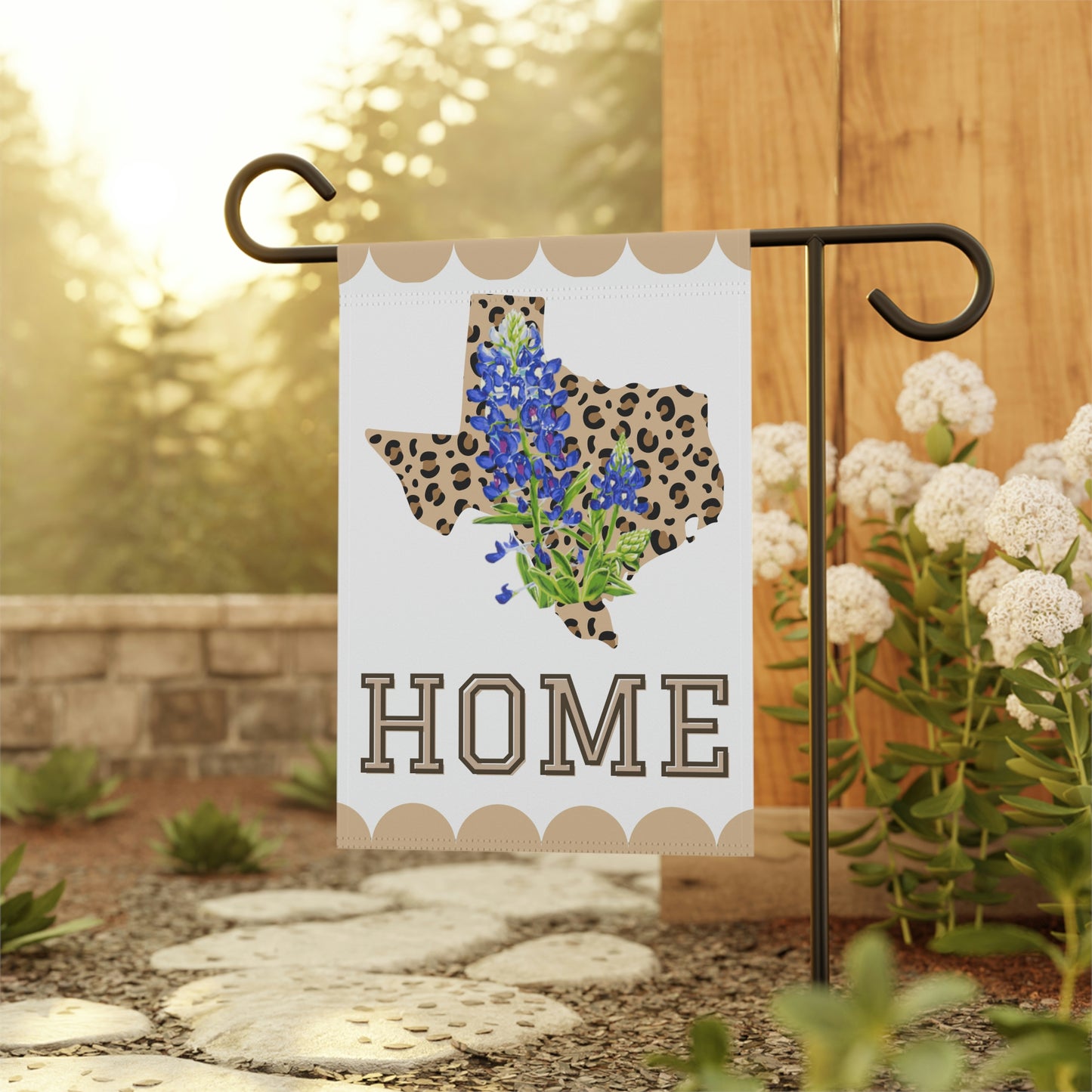 Texas Leopard print with Bluebonnet garden flag, Texas state flower garden flag, Texas Home garden flag
