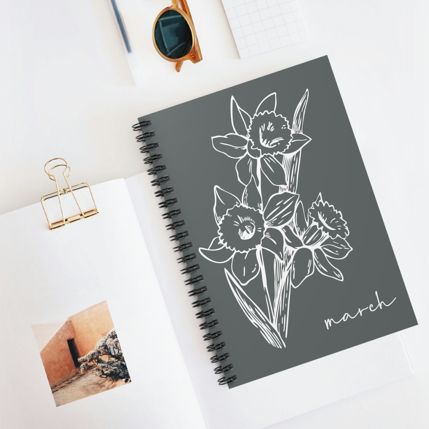 Birth Flower Spiral Notebook March