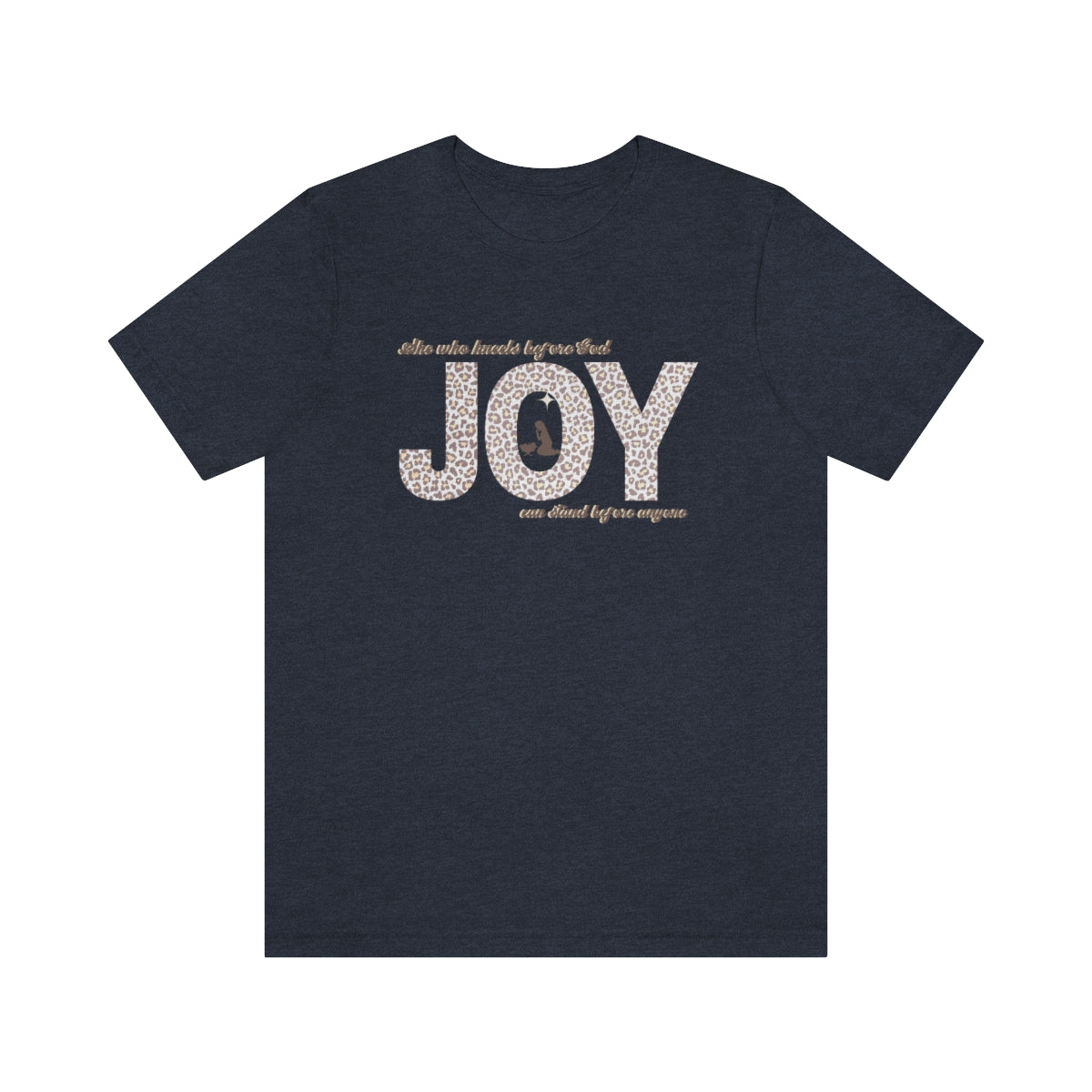 Christmas Joy leopard print tshirt with Nativity; Bella Canvas Unisex Jersey Short Sleeve Tee
