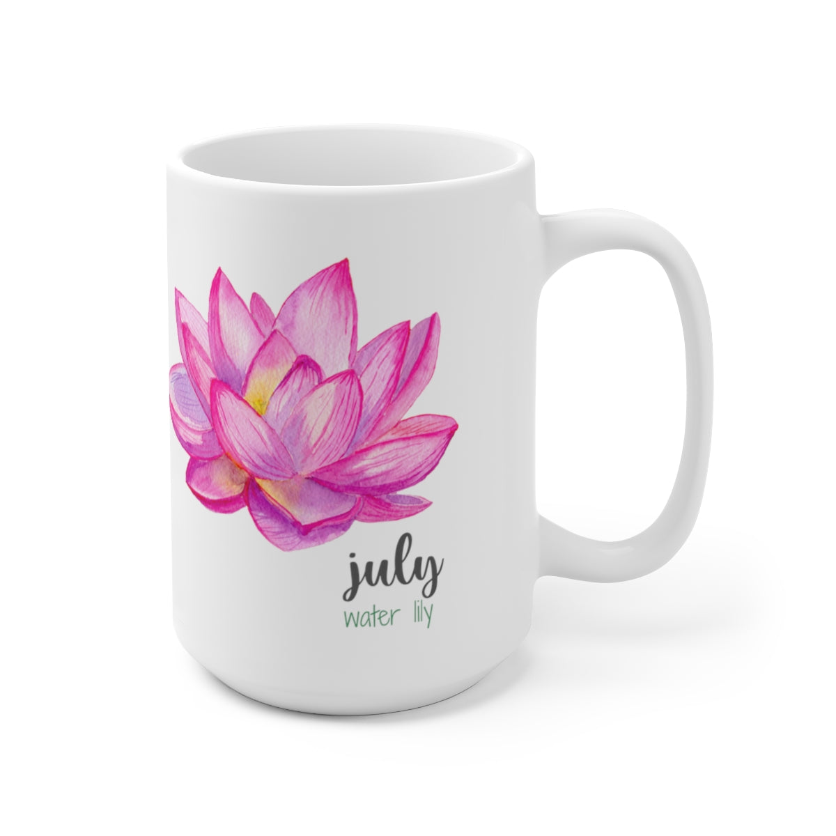 Birth month flower - July; Water Lily coffee mug; Ceramic Mug 15oz