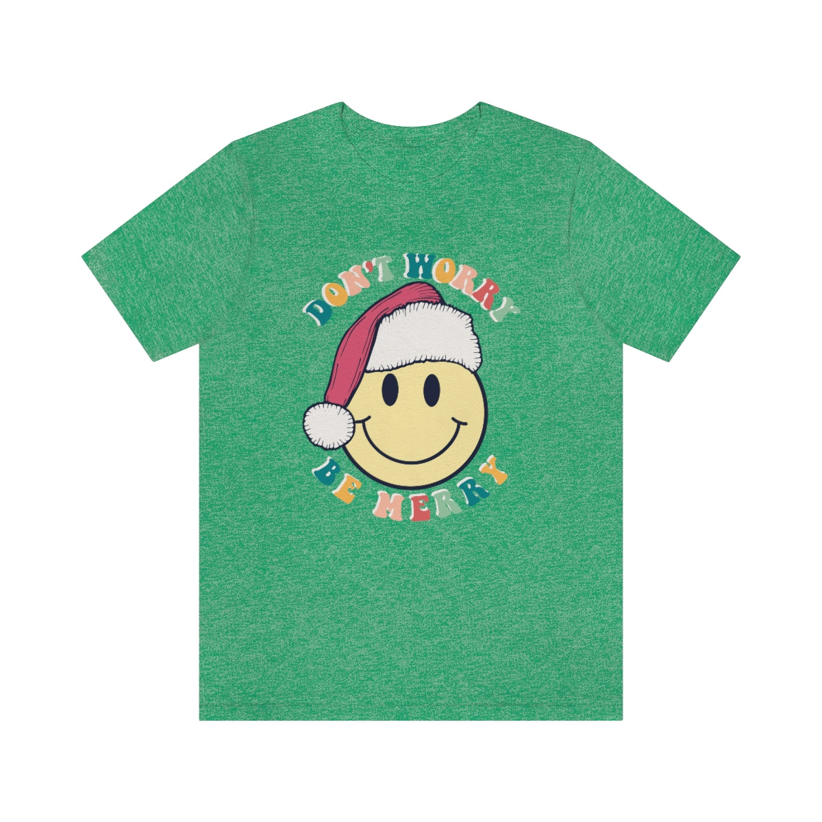 Don't Worry Be MERRY! Smiley Face Retro Christmas Shirt