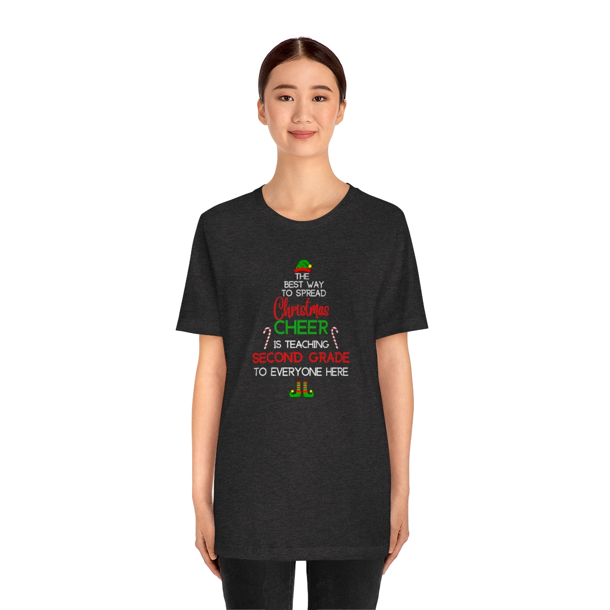 Spread Christmas Cheer Teacher Shirt; SECOND GRADE; Bella Unisex Jersey Short Sleeve Tee