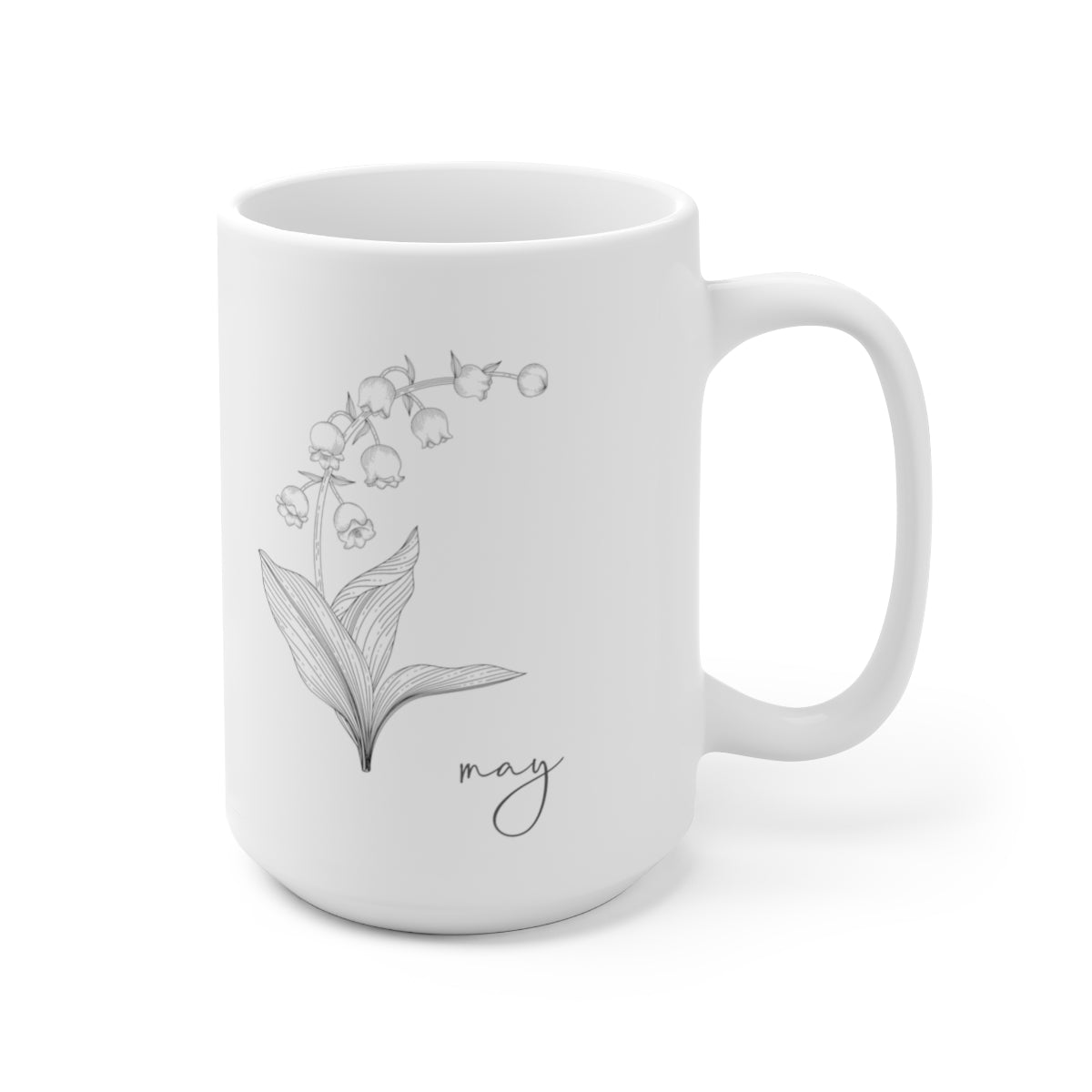 Birth month flower sketch - May; Lily of the Valley coffee mug; Ceramic Mug 15oz