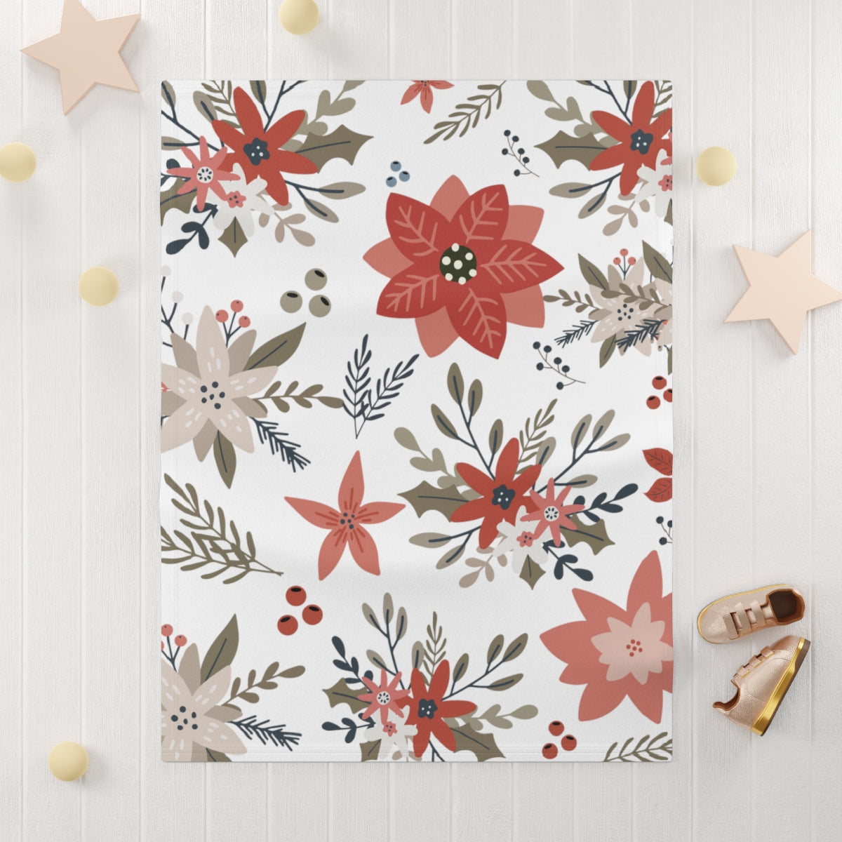 Perfect Poinsettia by Keenie Designs Fleece Blanket