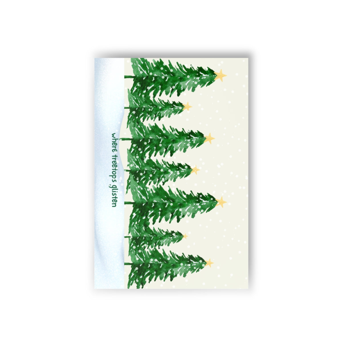 Beautiful Christmas Postcards (10pcs) featuring watercolor Christmas Trees in the Snow