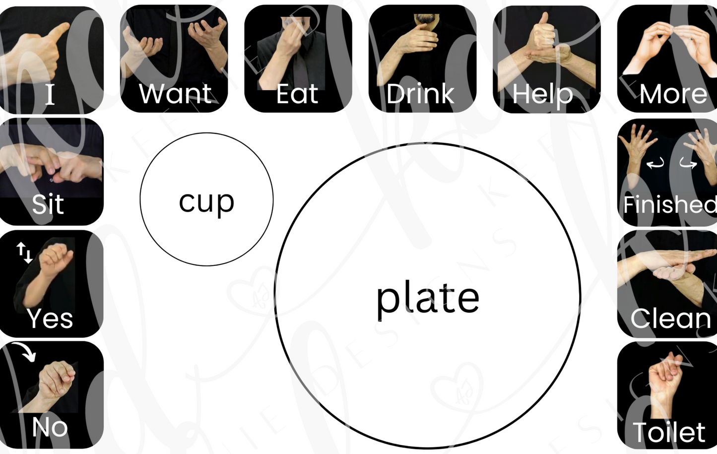 ASL Based Communication Placemat; featuring real pictures - DIGITAL DOWNLOAD PDF