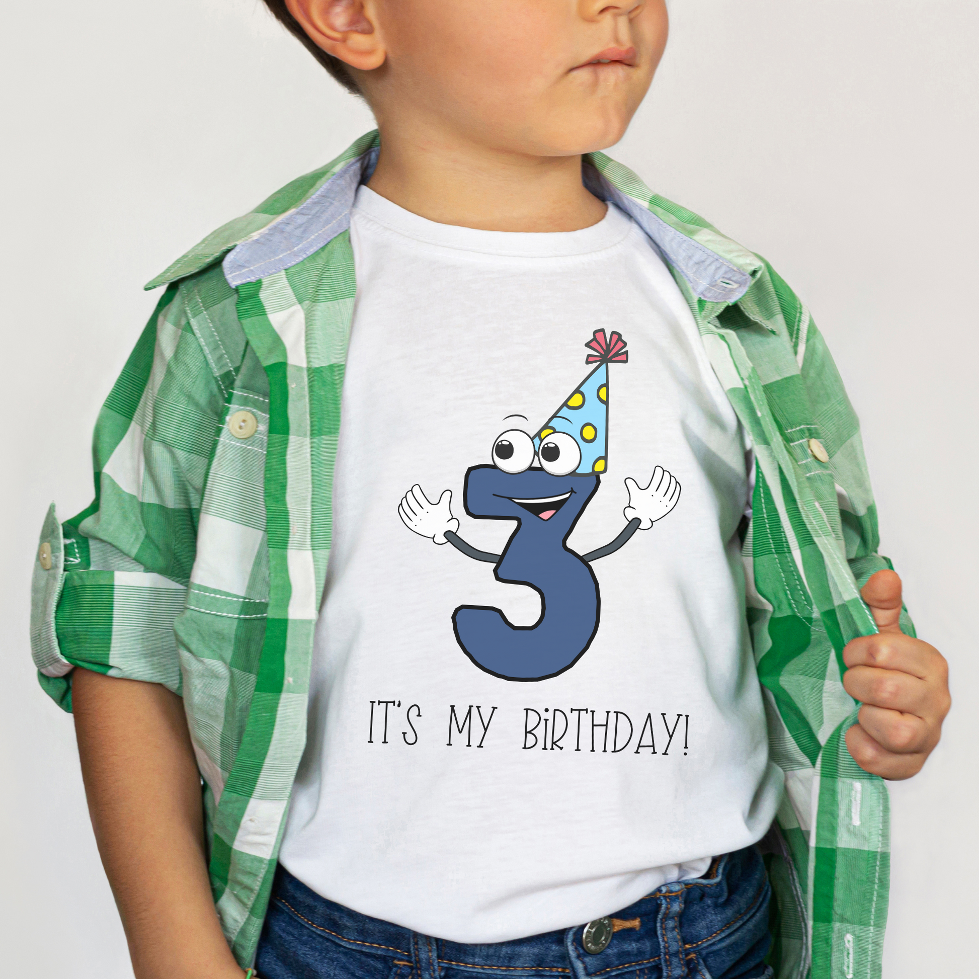 Birthday Shirt for Three year old with Blue three Toddler t shirt