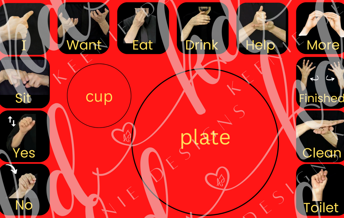 ASL Based Communication Placemat; featuring real pictures - DIGITAL DOWNLOAD PDF