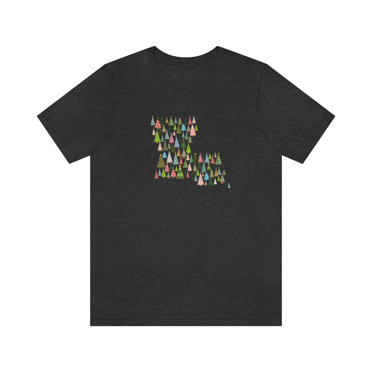 Louisiana Christmas T-Shirt; Louisiana Christmas trees; Louisiana Holiday Shirt; Holiday Tree Shirt; Bella Canvas Jersey Short Sleeve Tee