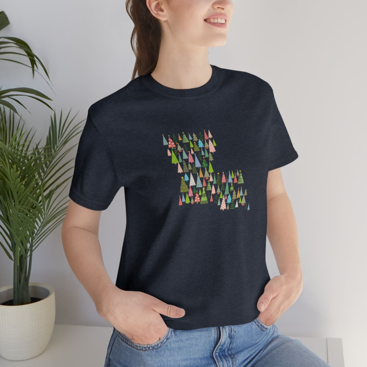 Louisiana Christmas T-Shirt; Louisiana Christmas trees; Louisiana Holiday Shirt; Holiday Tree Shirt; Bella Canvas Jersey Short Sleeve Tee