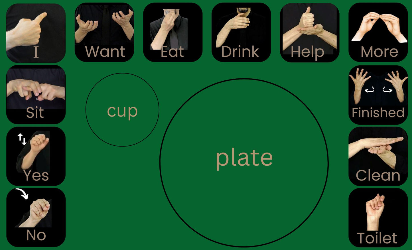 ASL Based Communication Placemat; featuring real pictures - DIGITAL DOWNLOAD PDF