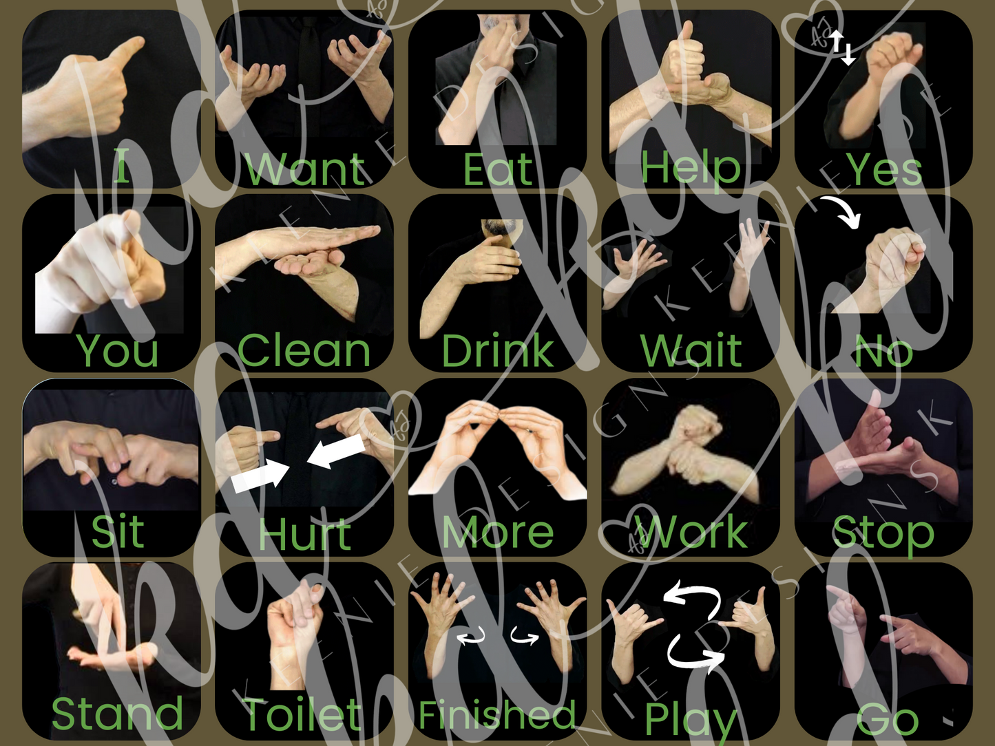 ASL based communication board with real pictures