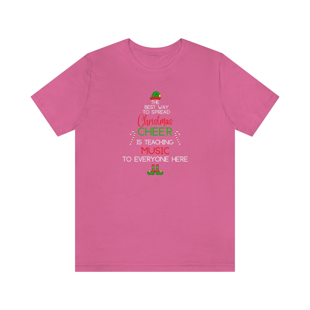Spread Christmas Cheer Teacher TShirt for MUSIC TEACHERS; Unisex Jersey Short Sleeve Tee