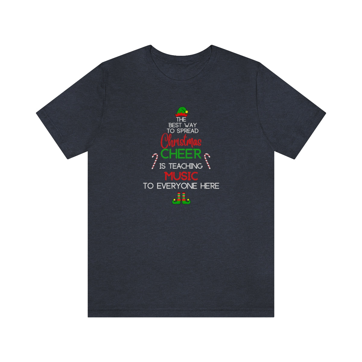 Spread Christmas Cheer Teacher TShirt for MUSIC TEACHERS; Unisex Jersey Short Sleeve Tee